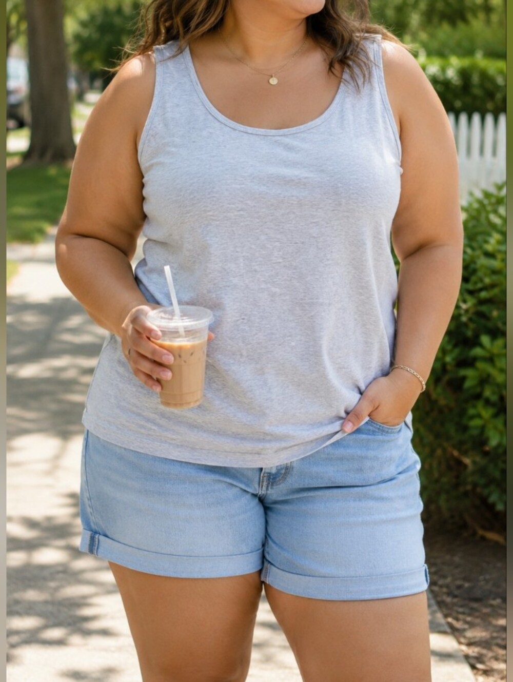 L.L. Bean Heather Gray Cotton Blend Tank Top Women's Sleeveless Casual Layering